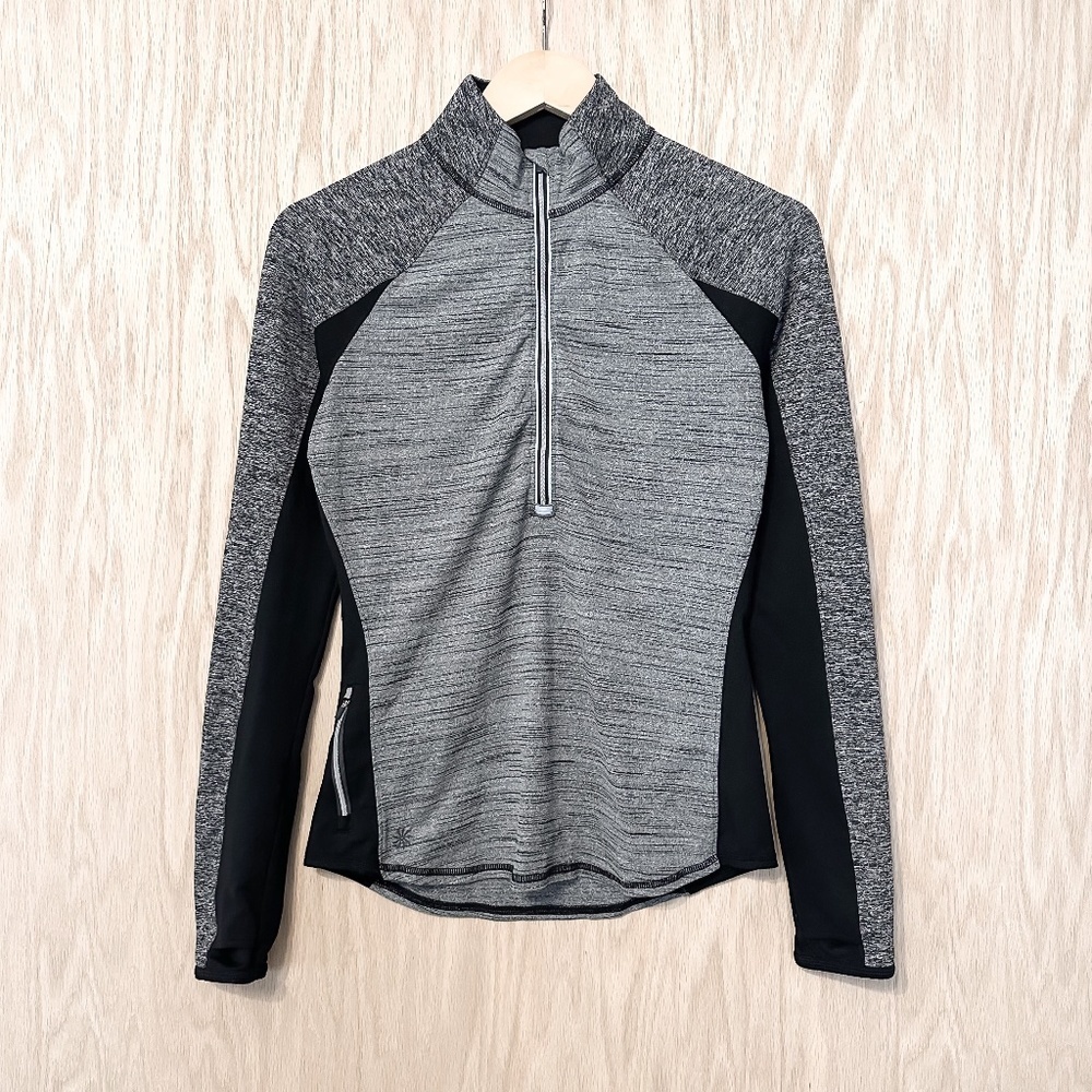 Athleta Women’s Running Wild Half Zip Long Sleeve Pullover Jacket Gray Black - Picture 2 of 9